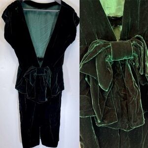vintage handmade emerald green velvet dress dark fairy grunge small whimsygoth